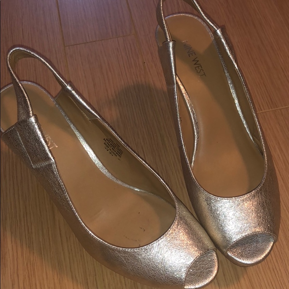 Platform peep toe slingback wedge sandal
